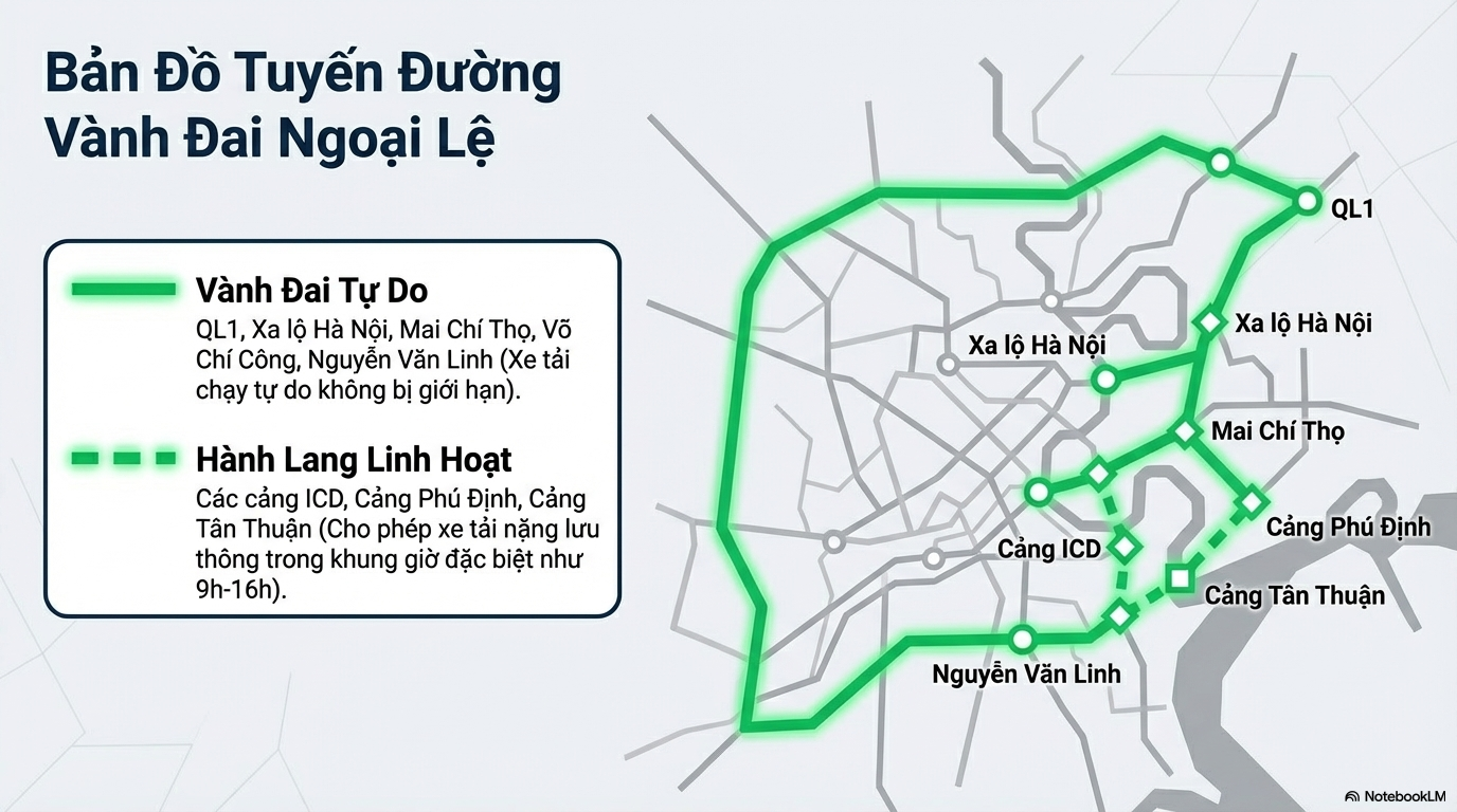 TUYẾN ĐƯỜNG XE TẢI ĐƯỢC CHẠY TỰ DO